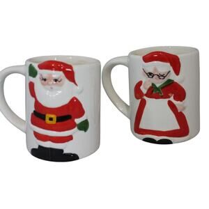 Walmart Mr & Mrs Santa Claus Mug/Cup Set Christmas Holiday Vintage